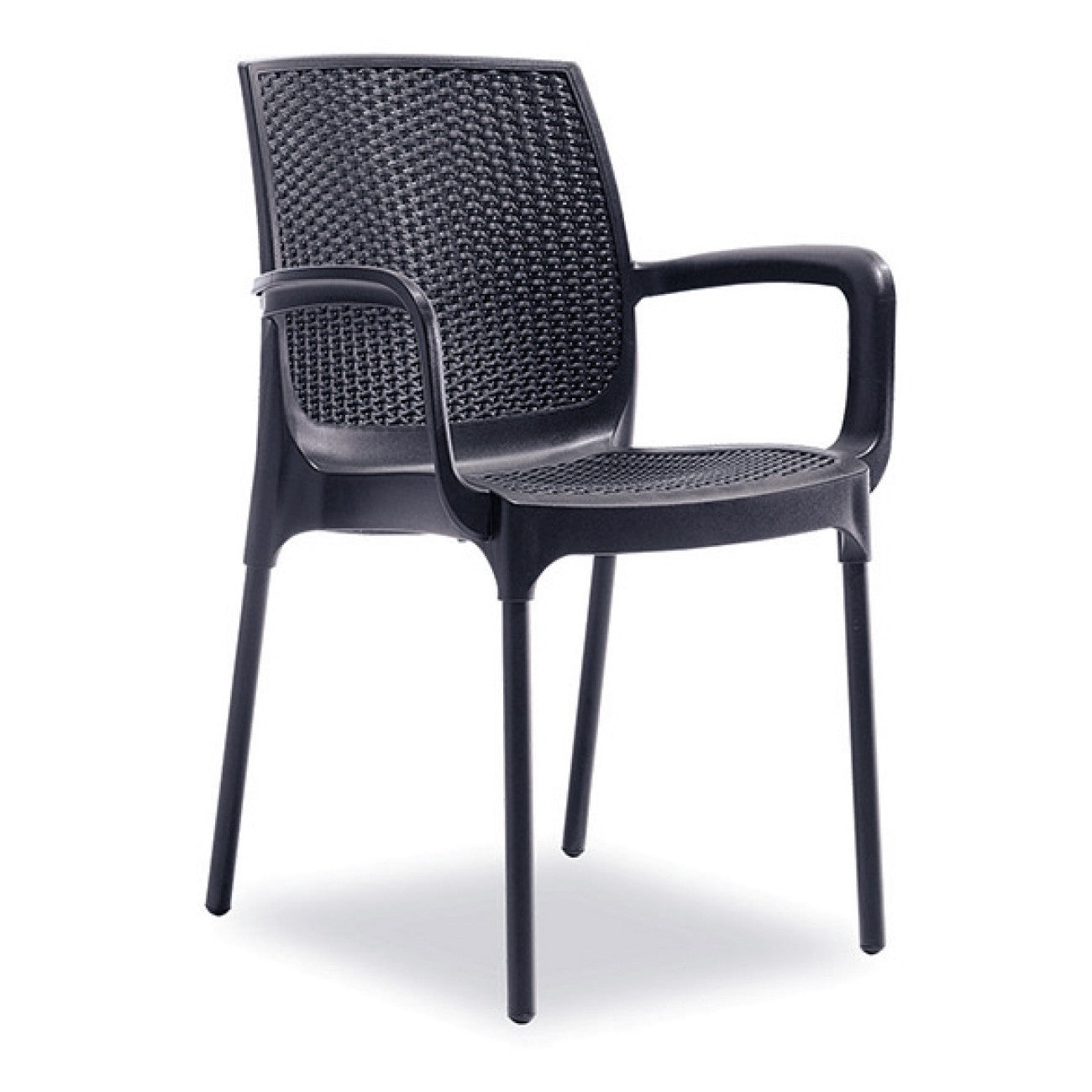 Градински стол с подлакътници - антрацит