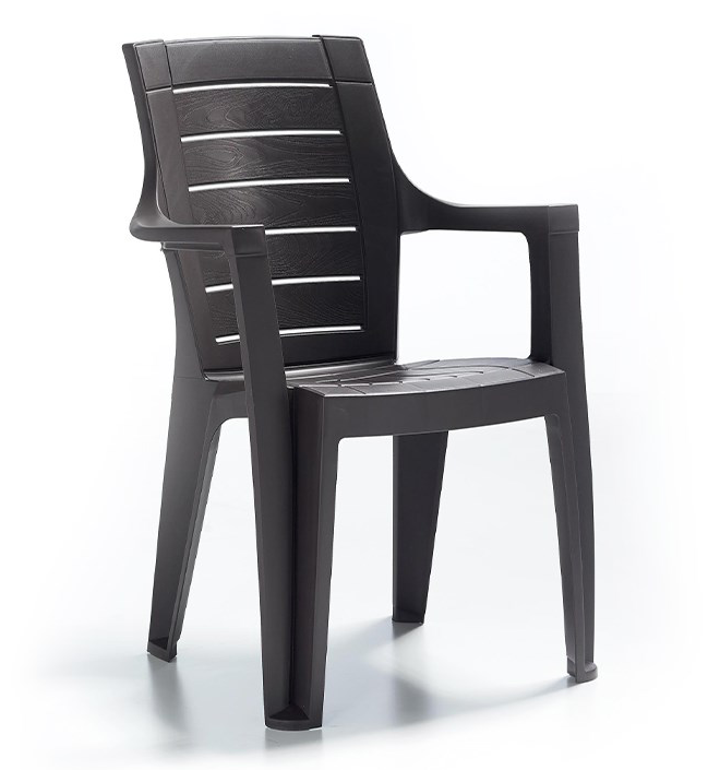 Градински стол с подлакътници - антрацит