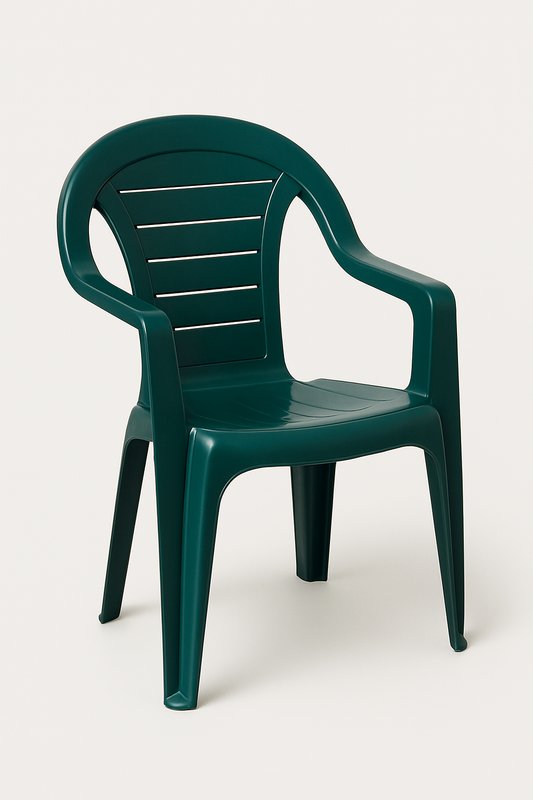 Градински пластмасов стол с висока облегалка - зелен
