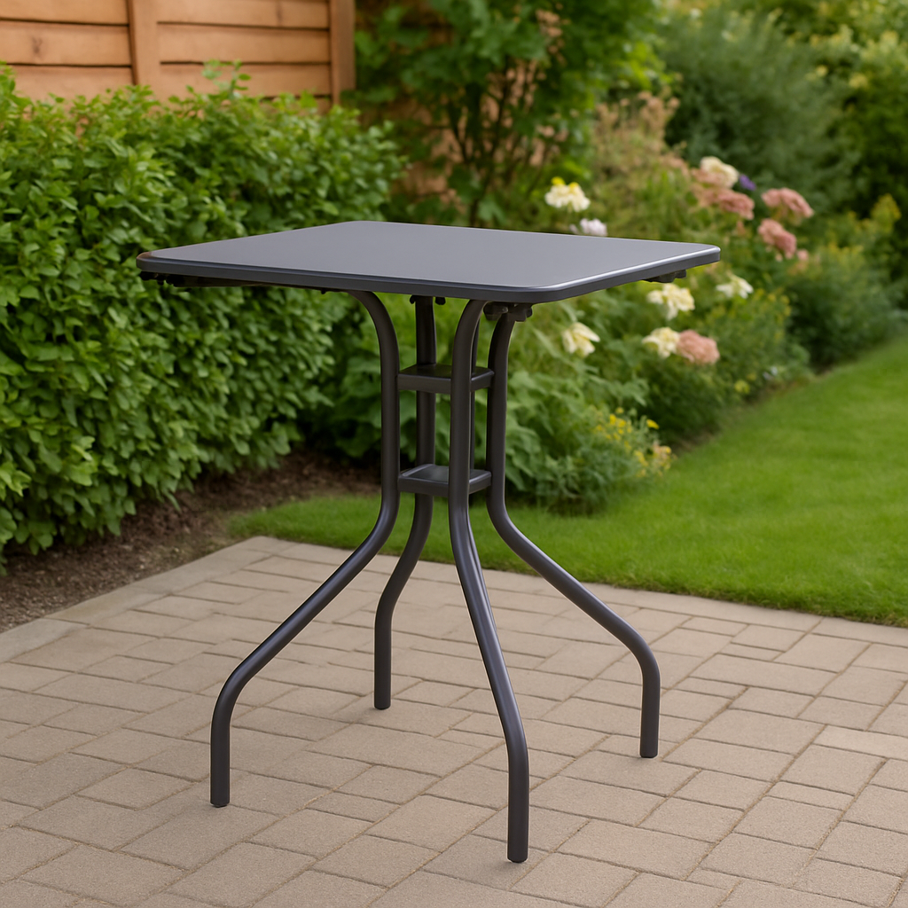 Стилна градинска стоманена маса - тъмносива